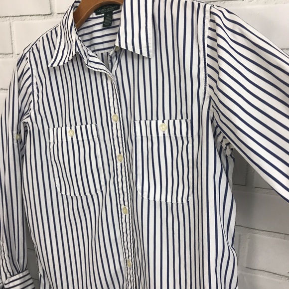 Ralph Lauren Jeans LRL pinstripe Button up blue - Picture 2 of 7